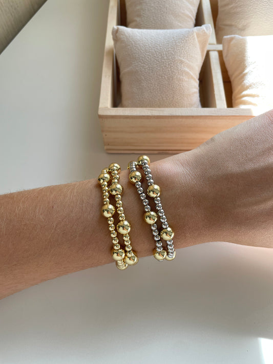 GOLD AND SILVER SET BEAD BRACELET