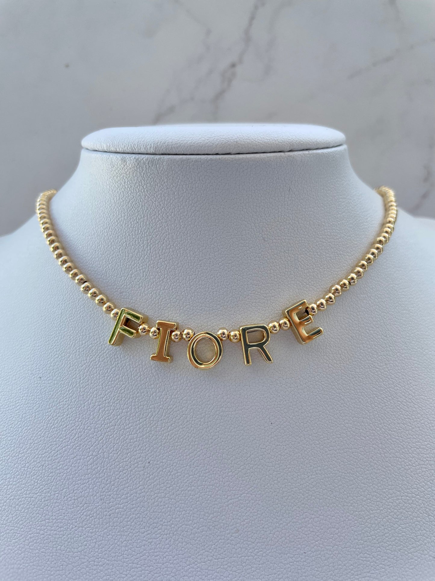 PERSONALIZED GOLD BEAD NECKLACE